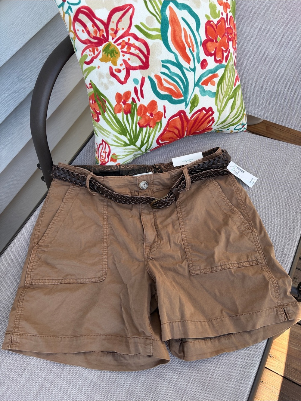 Maurices Brown Braided-Belt Utility Shorts
